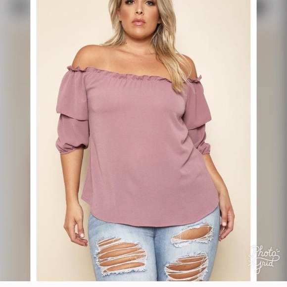Tops - NEW PLUS [1X Left] Lavender Off-Shoulder top